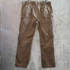 Carhartt Mens Tan Carpenter Work Pants Utility Canvas Tagged 38x32‎ fits 37x30